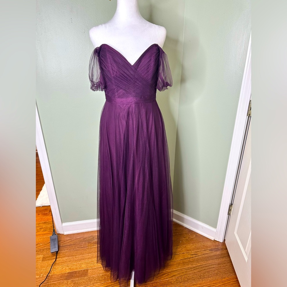 Watters tulle gown in deep purple